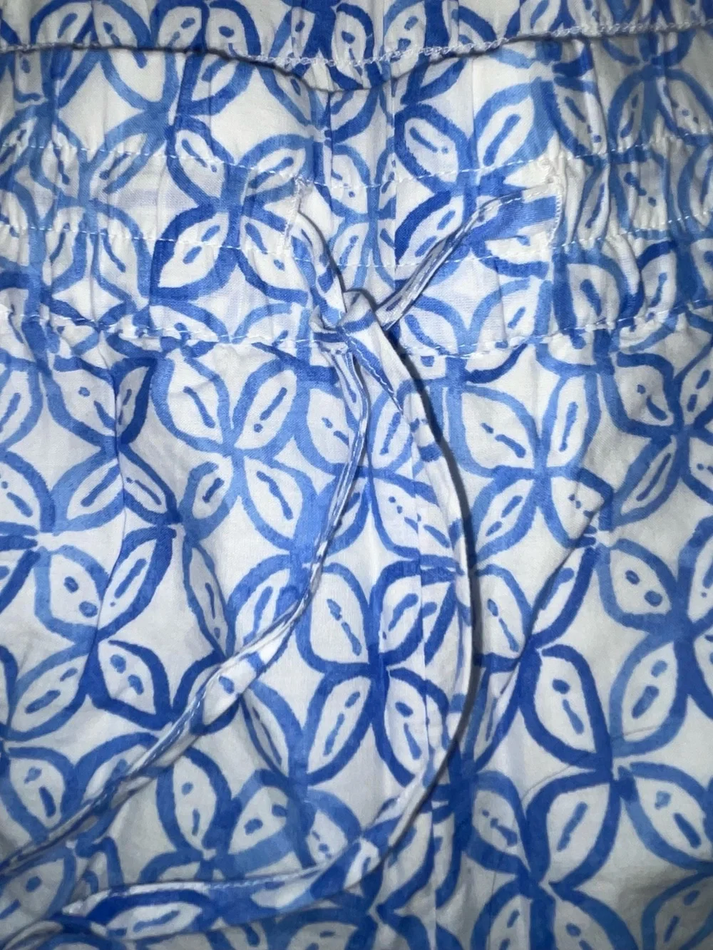 Vineyard Vines Blue Printed High Waist Shorts with Pink Tassels